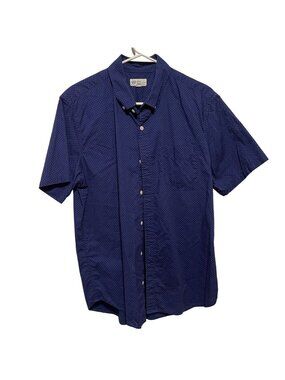 Gap Men's Standard Fit Navy Blue & Red Polka Dot Short Sleeve Shirt Size L